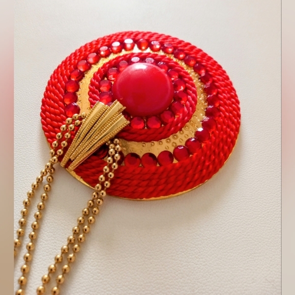 1980s Designer Charmant Belts Inc Beverly Hills Rhinestone Cabochon Belt Buckle - Picture 3 of 6